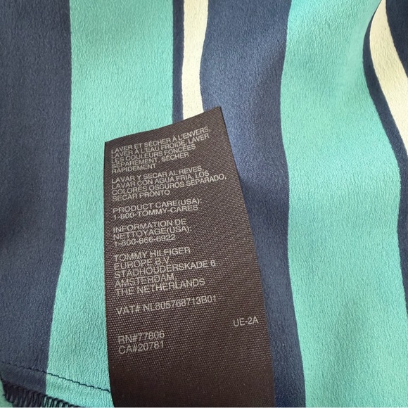 Tommy Hilfiger Teal Black Striped Midi Dress Size Medium Business Casual Preppy - Picture 11 of 12